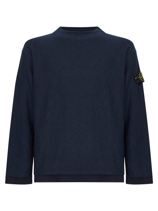 Maglia in misto cotone a punto morbido blu