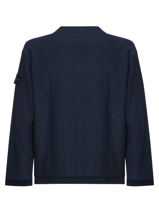 Maglia in misto cotone a punto morbido blu