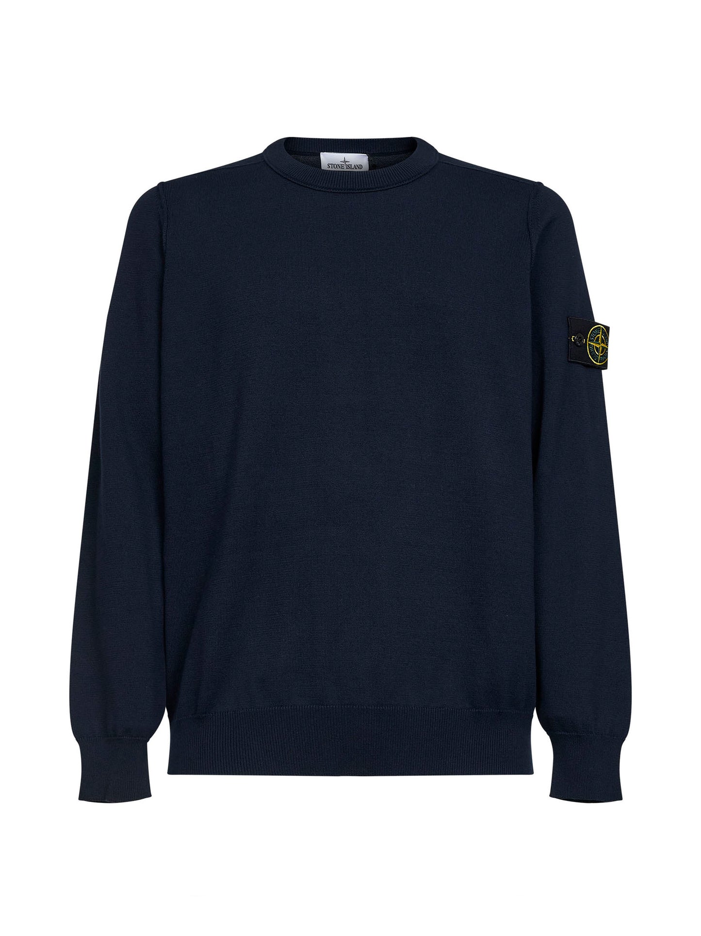 Blue organic cotton knit crewneck sweater