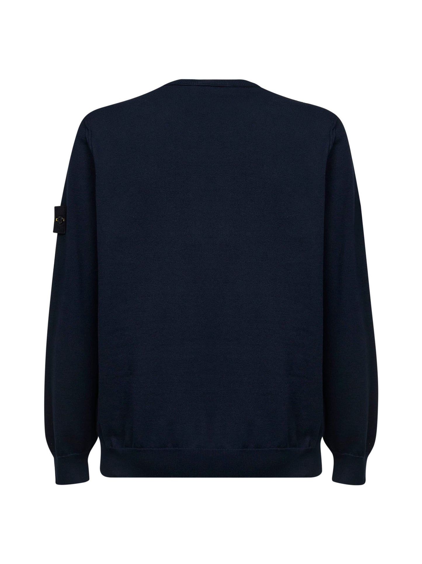 Blue organic cotton knit crewneck sweater
