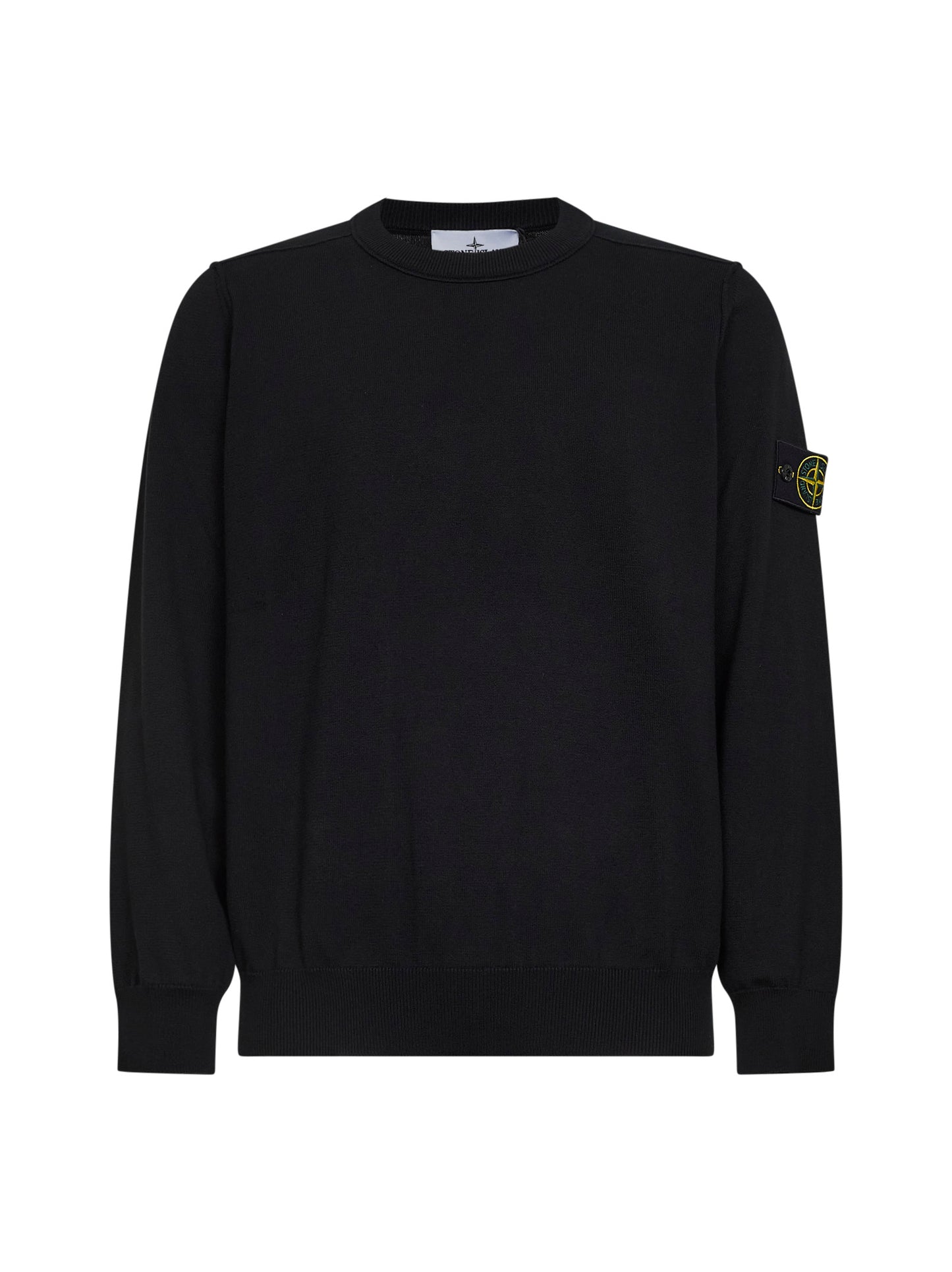 Black organic cotton knit crewneck sweater