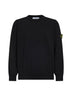 Black organic cotton knit crewneck sweater