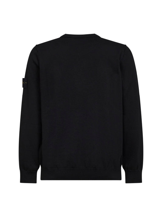 Black organic cotton knit crewneck sweater