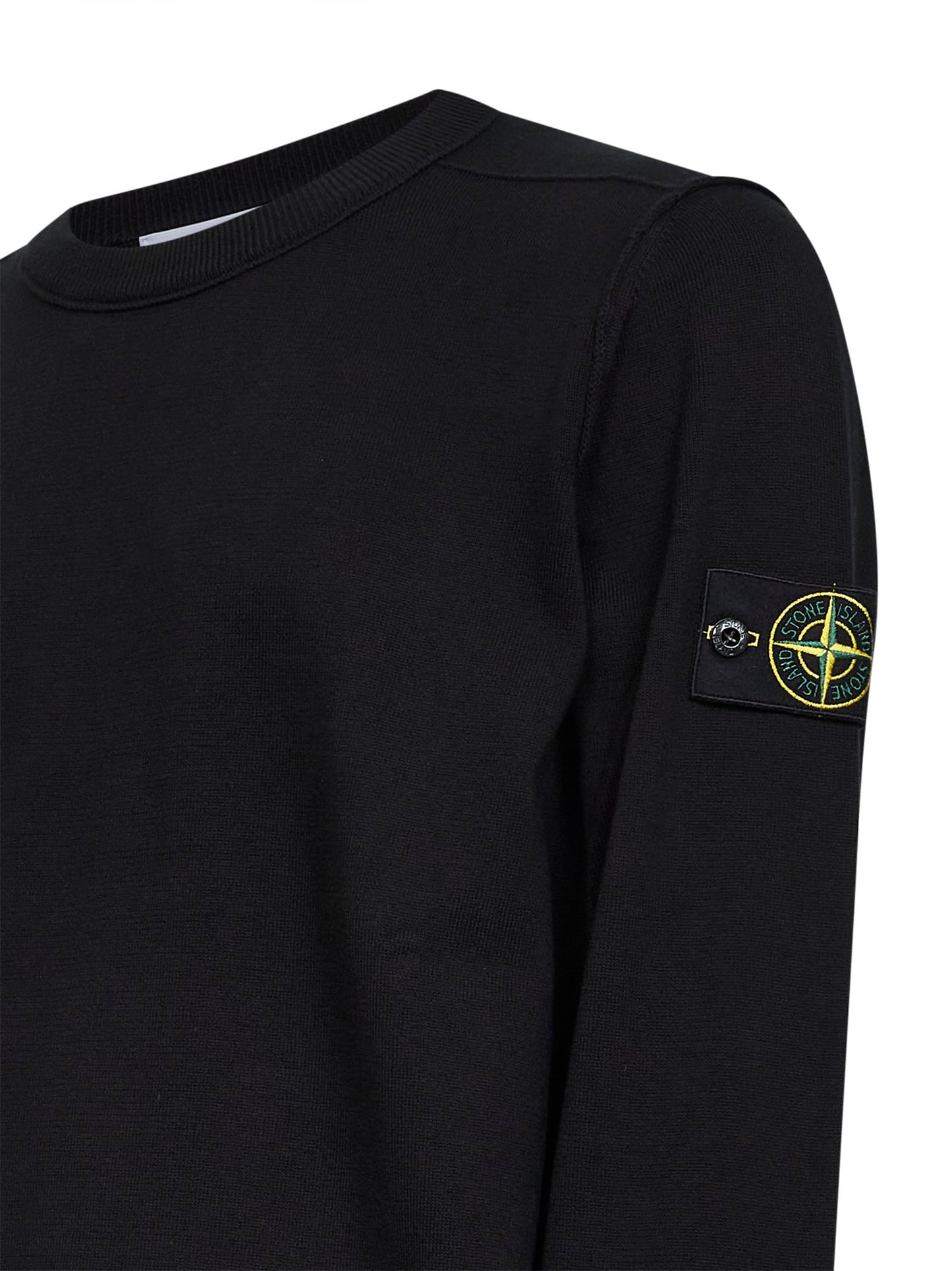 Black organic cotton knit crewneck sweater