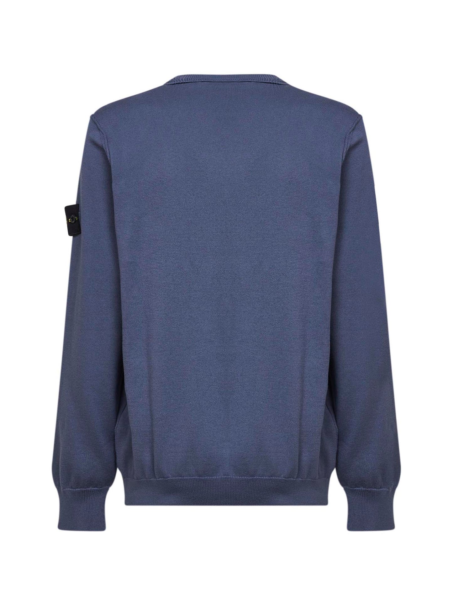 Maglione girocollo in cotone biologico blu grigio