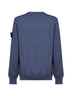 Maglione girocollo in cotone biologico blu grigio