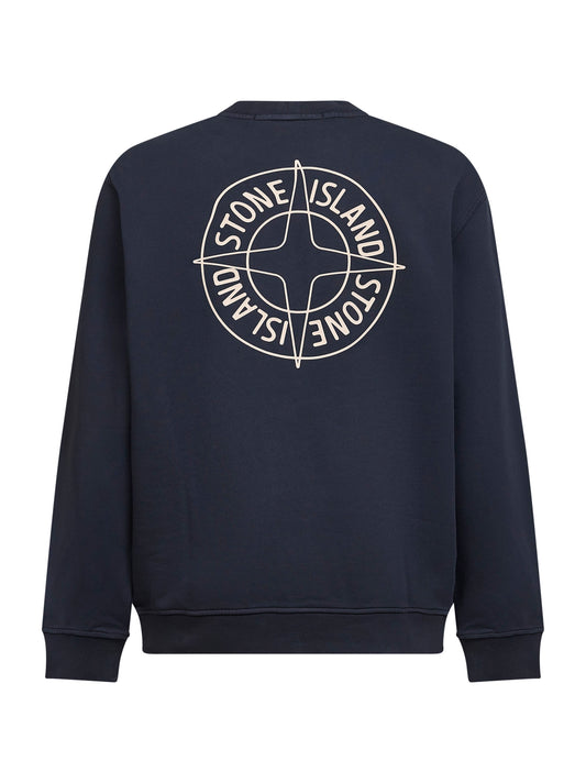 Blue cotton "Outline Compass" printed sweatshirt