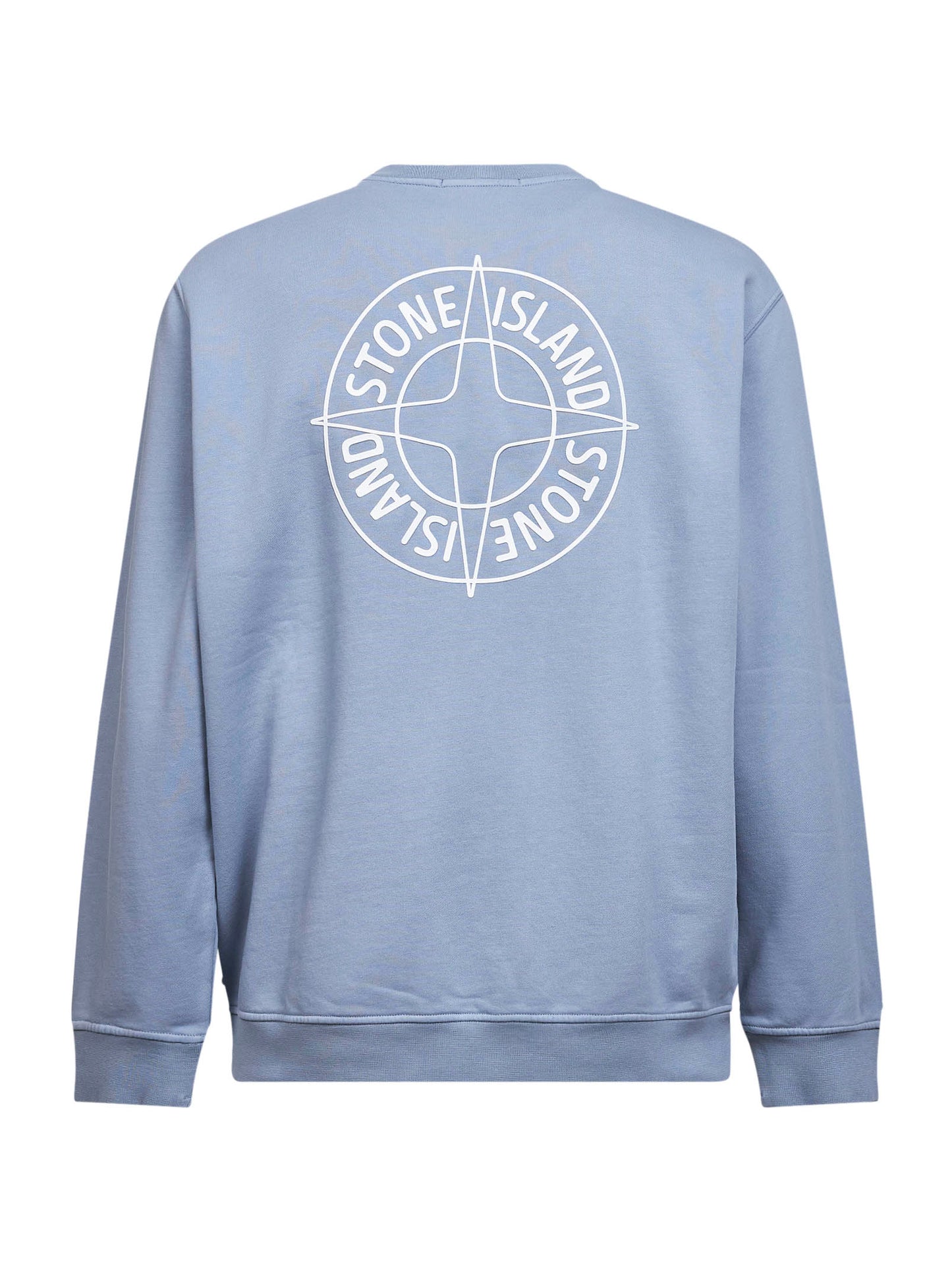 Avio blue cotton "Outline Compass" printed sweatshirt