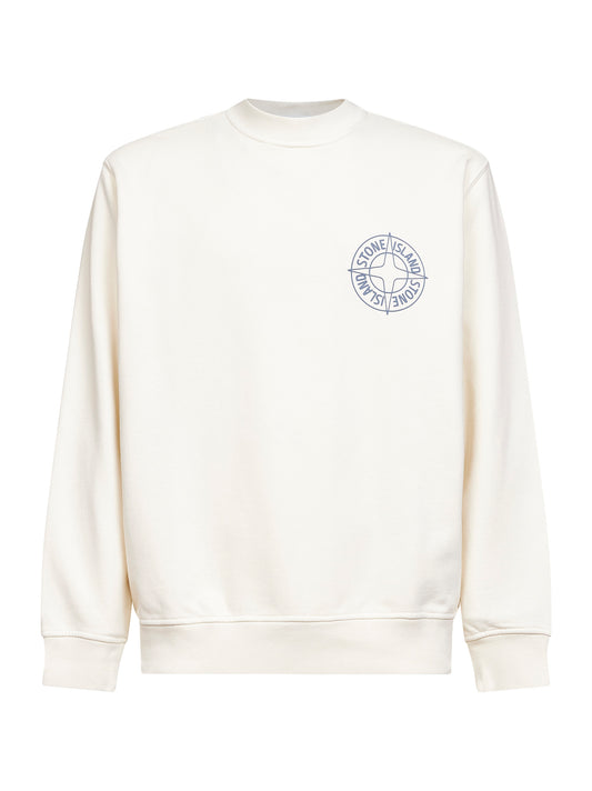 Ivory cotton "Outline Compass" printed sweatshirt