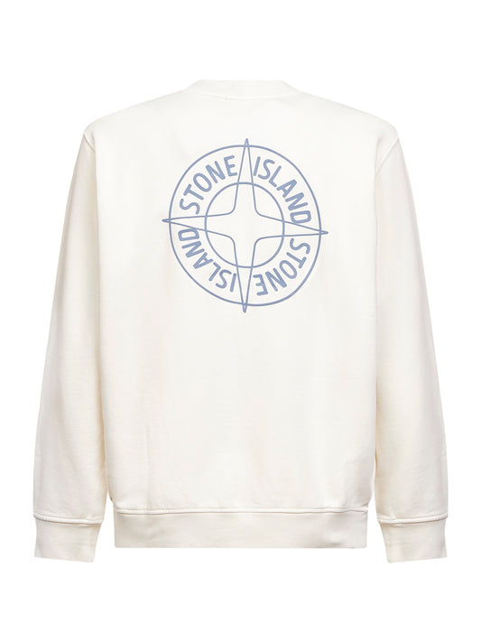 Ivory cotton "Outline Compass" printed sweatshirt