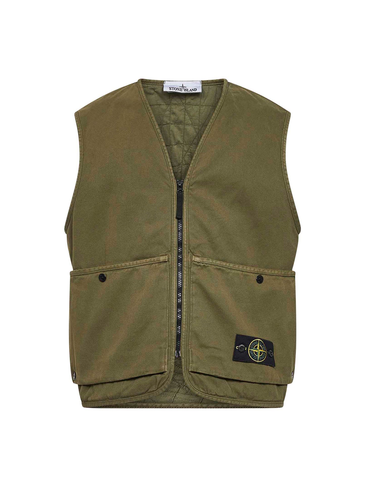 Military green Panama organic cotton vest