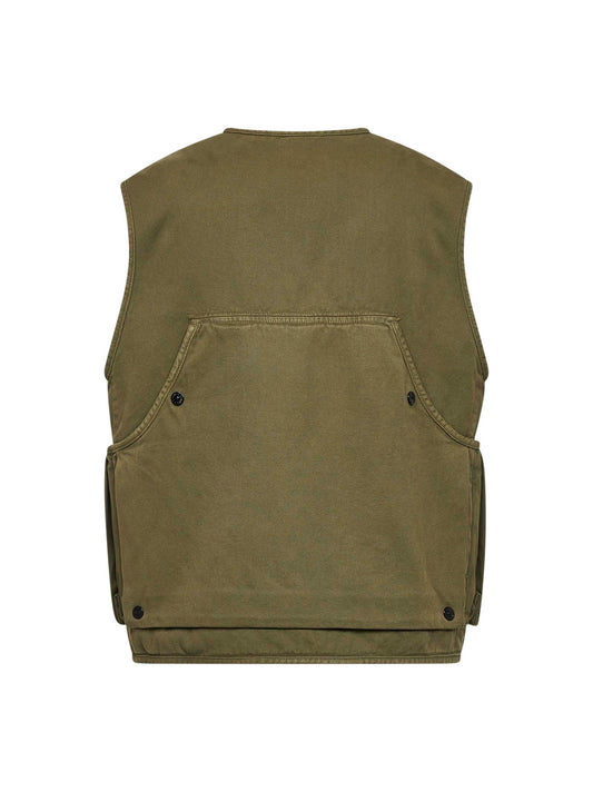 Gilet in cotone biologico Panama verde militare