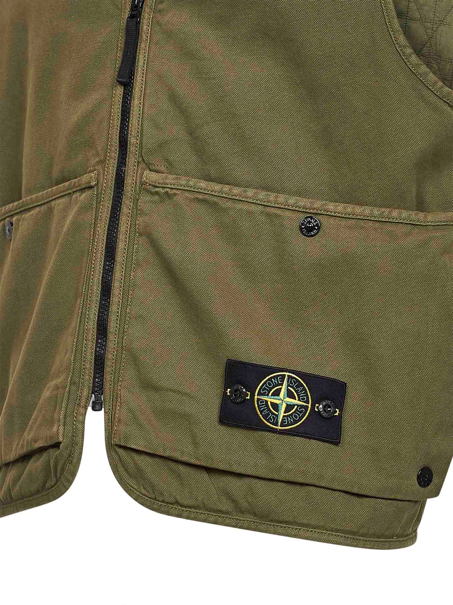Military green Panama organic cotton vest
