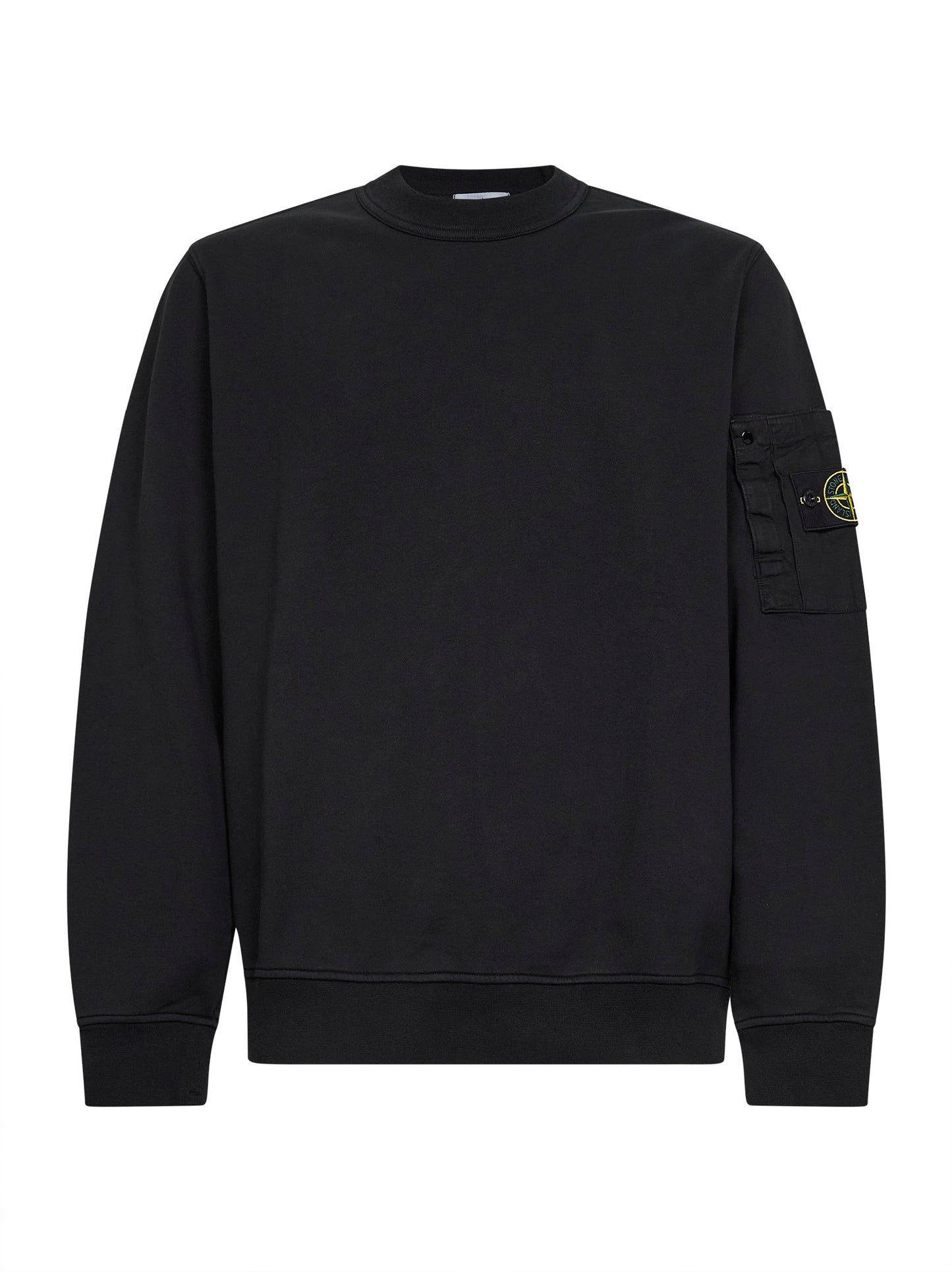 Felpa in cotone nero con tasca in cotone ripstop