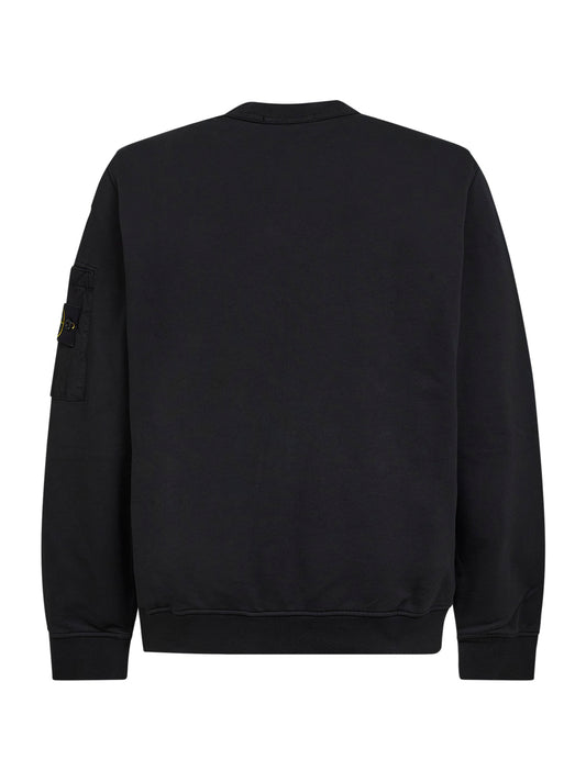 Black cotton sweatshirt with ripstop cotton pocket