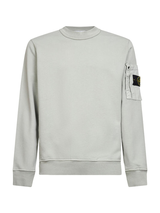 Sage green cotton sweatshirt with ripstop cotton pocket