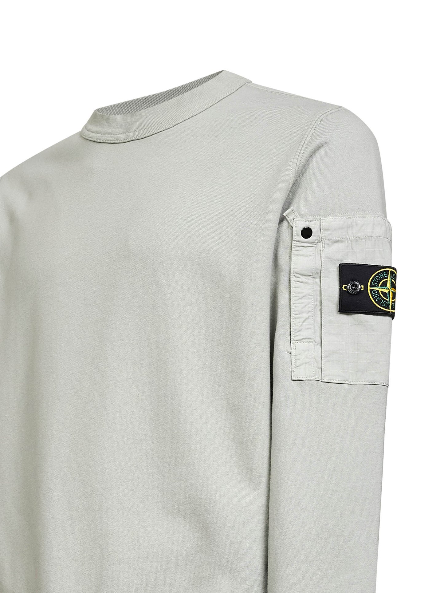 Sage green cotton sweatshirt with ripstop cotton pocket
