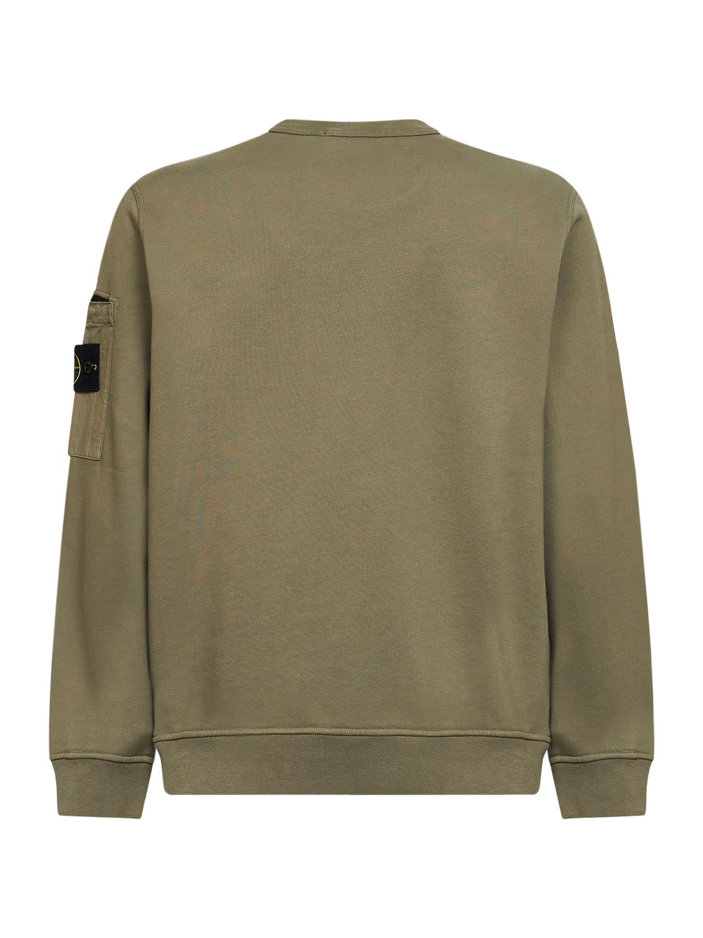 Felpa in cotone nero con tasca in cotone verde militare