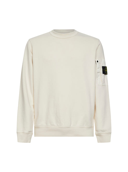 Ivory cotton sweatshirt with ripstop cotton pocket