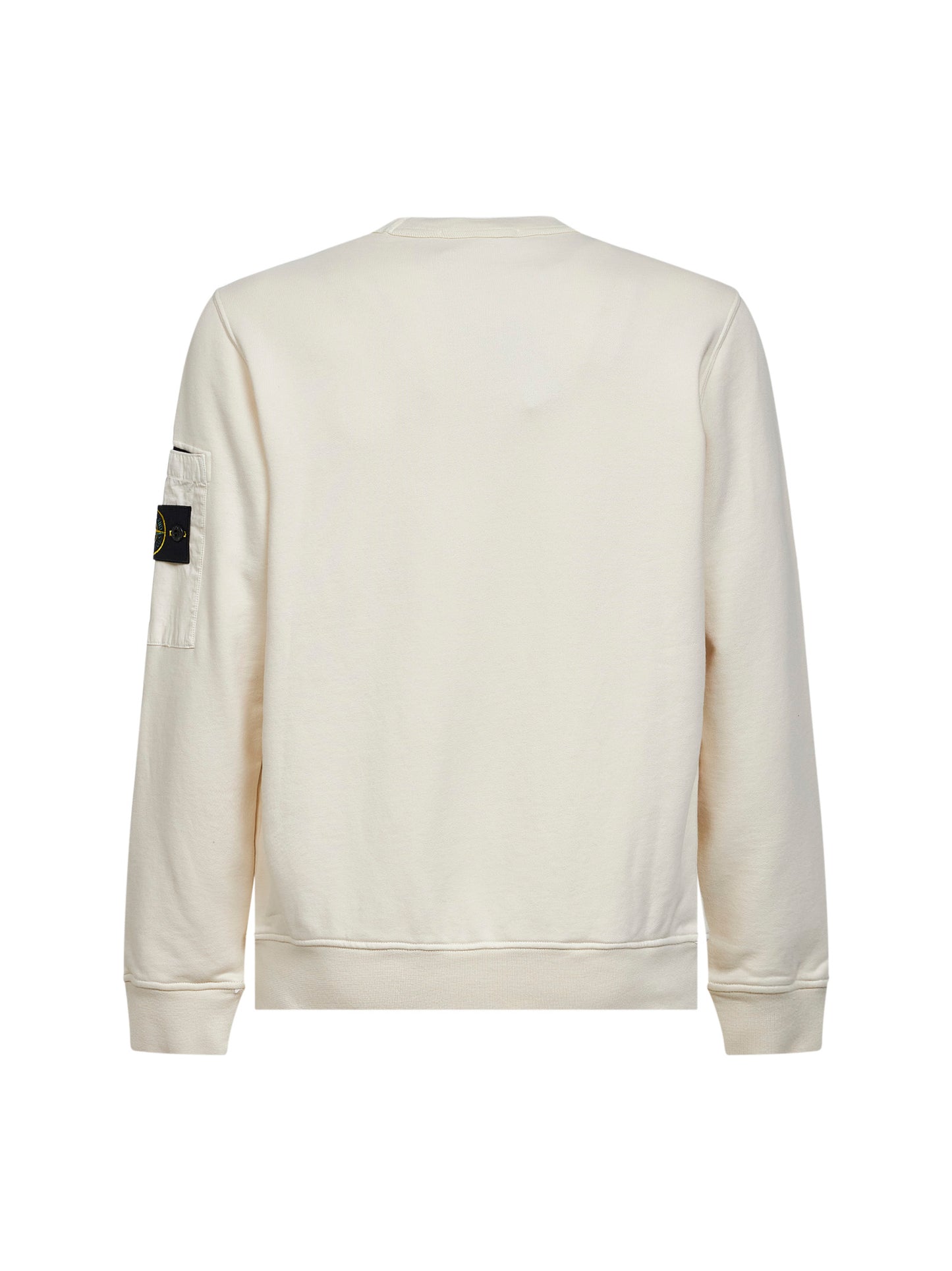 Felpa in cotone avorio con tasca in cotone ripstop