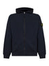 Blue malfilé cotton zip-up hoodie