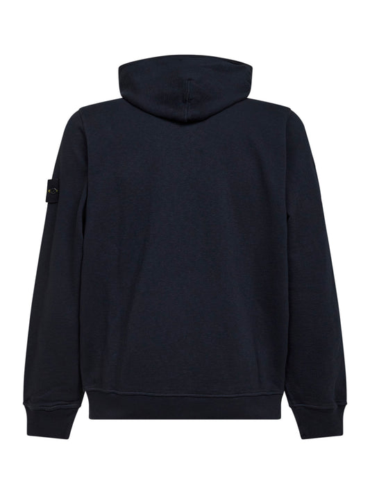 Blue malfilé cotton zip-up hoodie