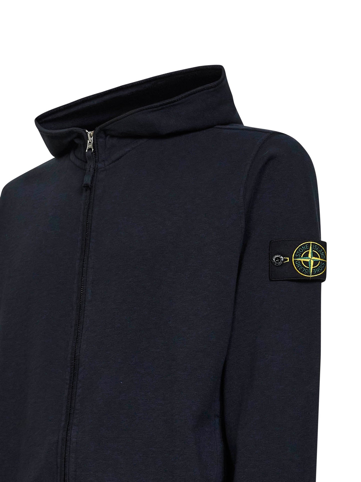 Blue malfilé cotton zip-up hoodie