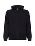 Black malfilé cotton zip-up hoodie