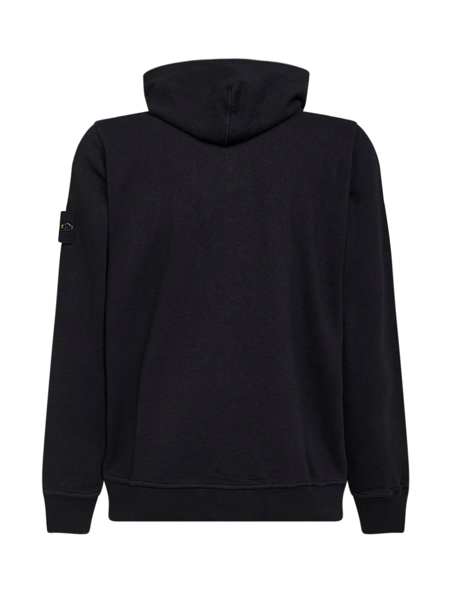 Black malfilé cotton zip-up hoodie