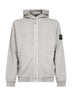 Pearl grey malfilé cotton zip-up hoodie