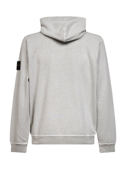 Pearl grey malfilé cotton zip-up hoodie
