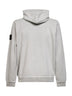 Pearl grey malfilé cotton zip-up hoodie