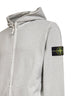 Pearl grey malfilé cotton zip-up hoodie