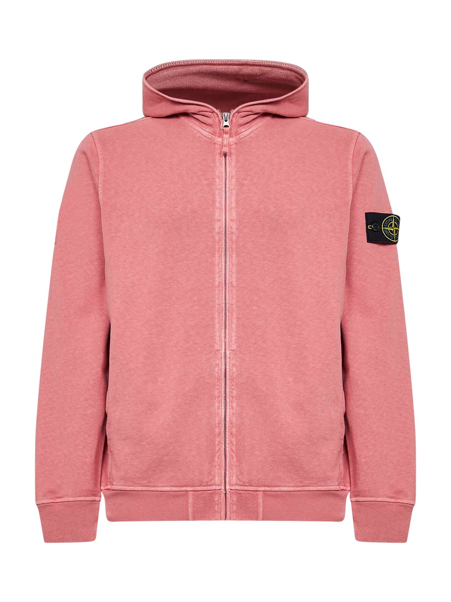 Felpa con zip e cappuccio cotone malfilé oleandro