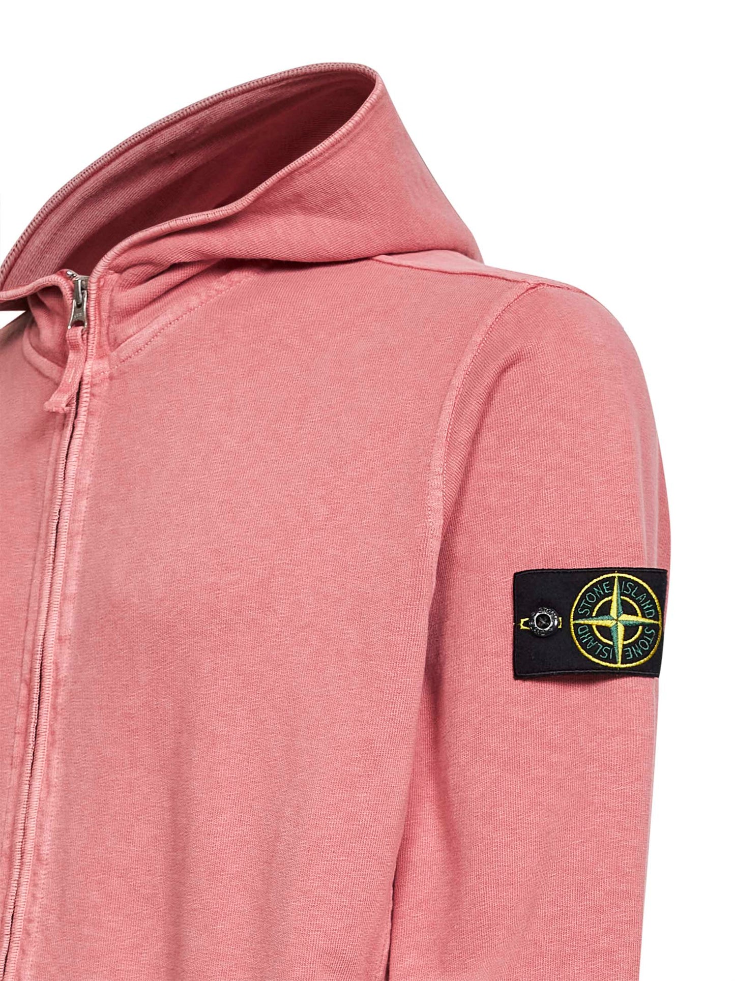 Felpa con zip e cappuccio cotone malfilé oleandro