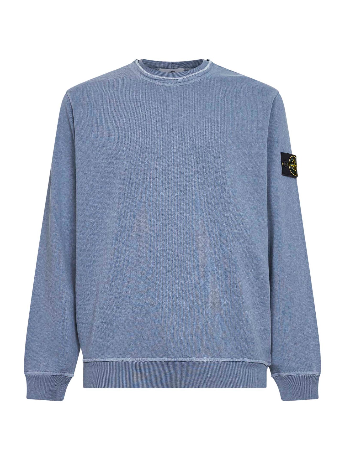 Felpa in cotone malfilé effetto fiammato avio