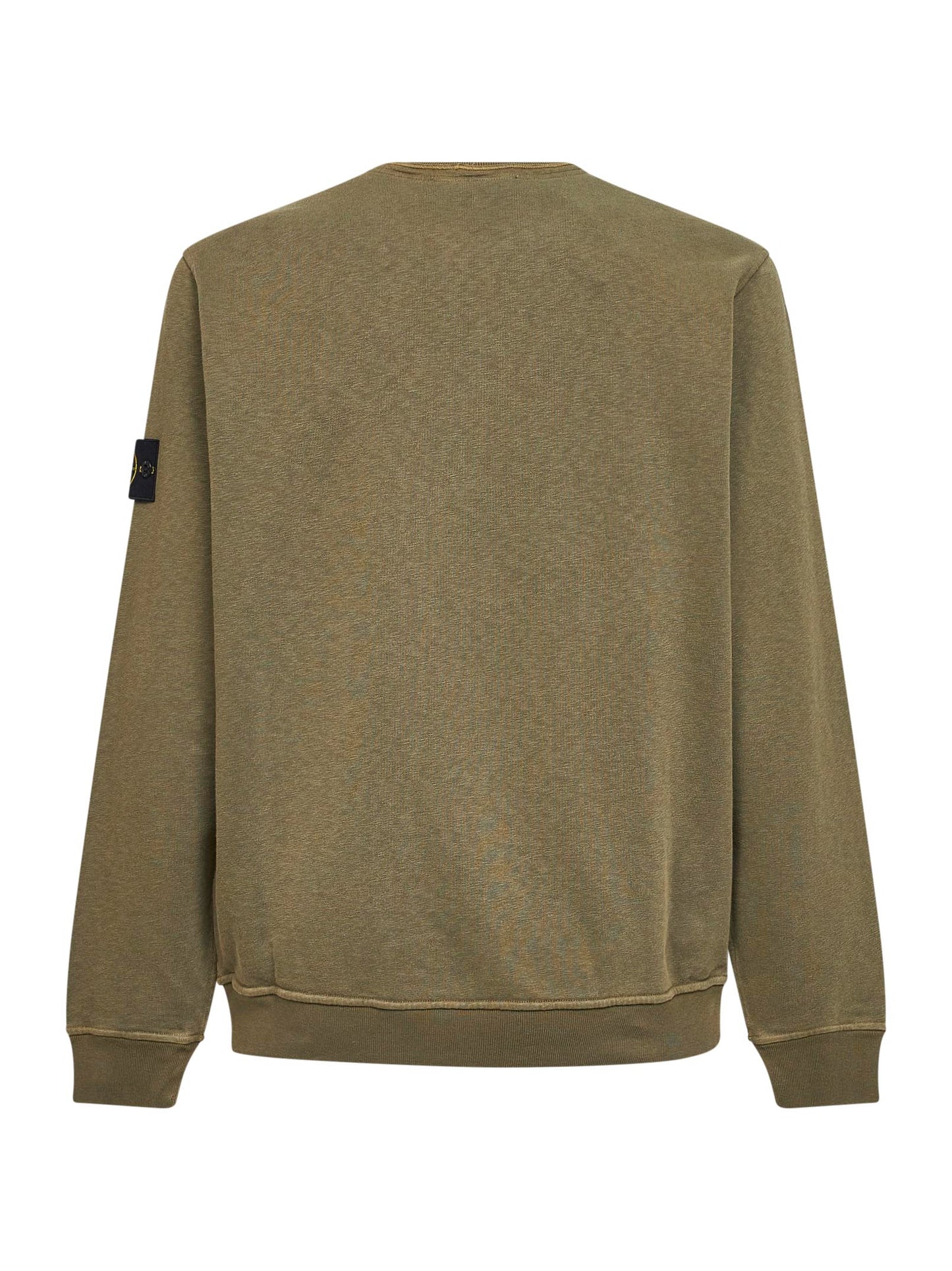 Felpa in cotone malfilé effetto fiammato verde militare