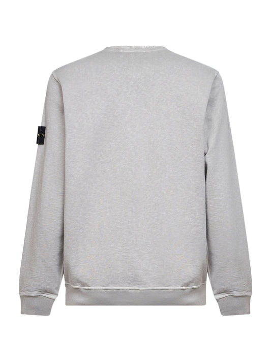 Felpa in cotone malfilé effetto fiammato grigio perla