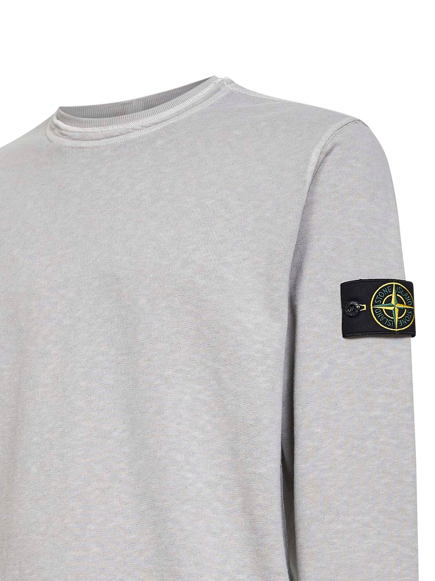 Felpa in cotone malfilé effetto fiammato grigio perla