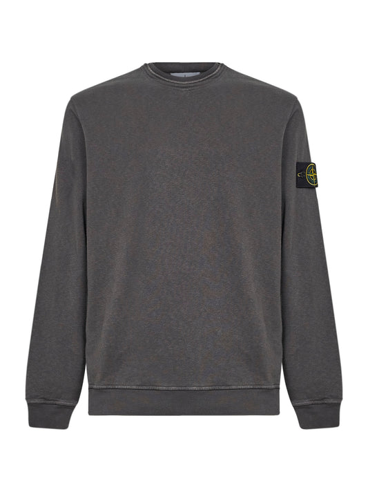 Felpa in cotone malfilé effetto fiammato antracite