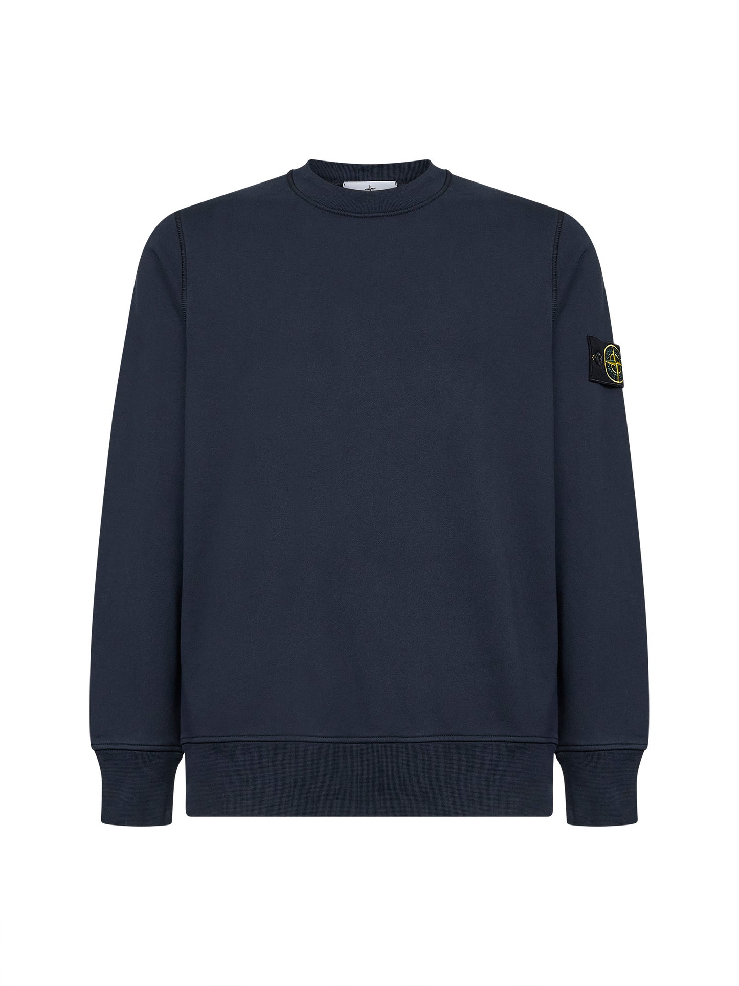 Blue organic cotton crewneck sweatshirt<BR/>