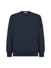 Blue organic cotton crewneck sweatshirt<BR/>
