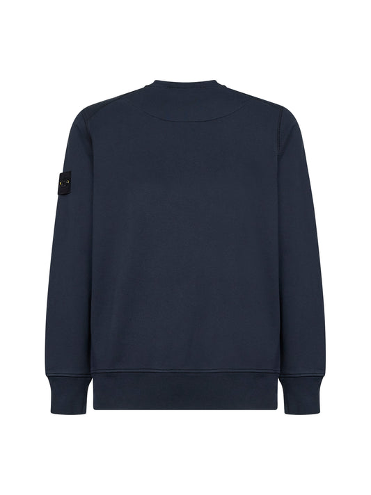 Blue organic cotton crewneck sweatshirt<BR/>