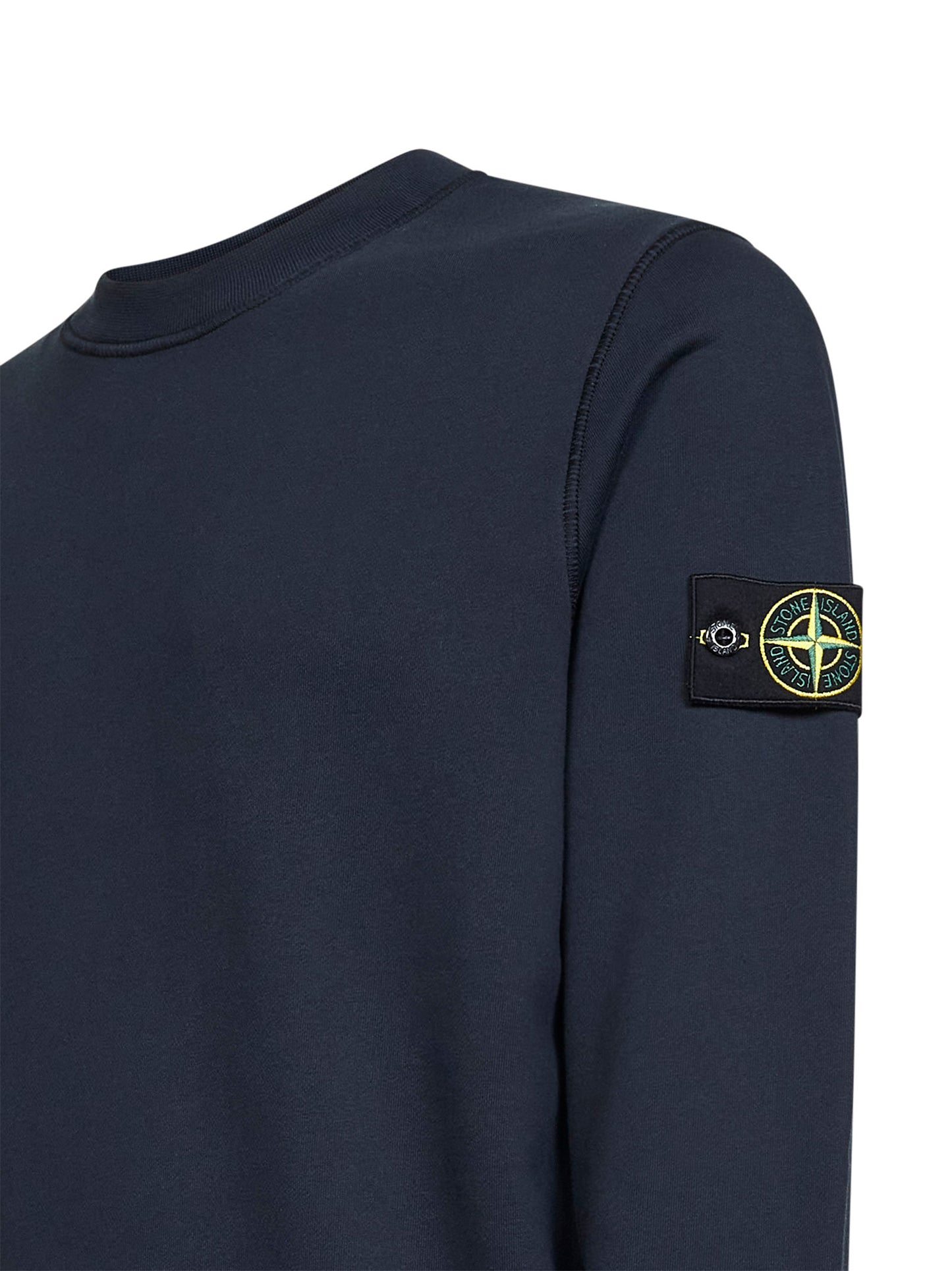 Blue organic cotton crewneck sweatshirt<BR/>