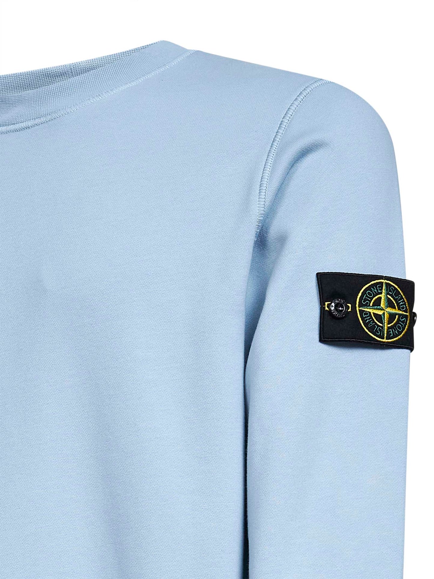 Felpa girocollo in cotone biologico azzurro polvere