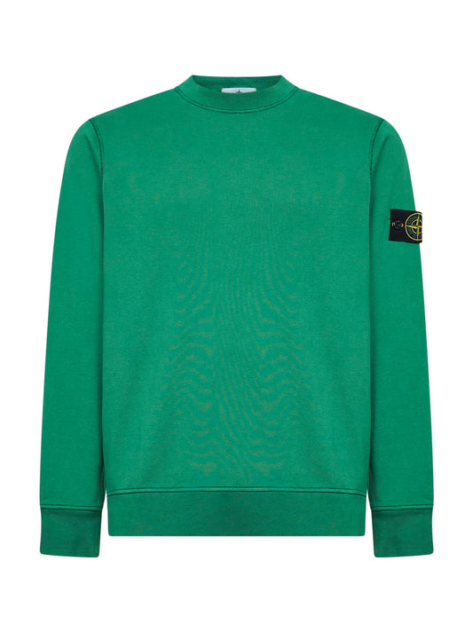 Felpa girocollo in cotone biologico malachite