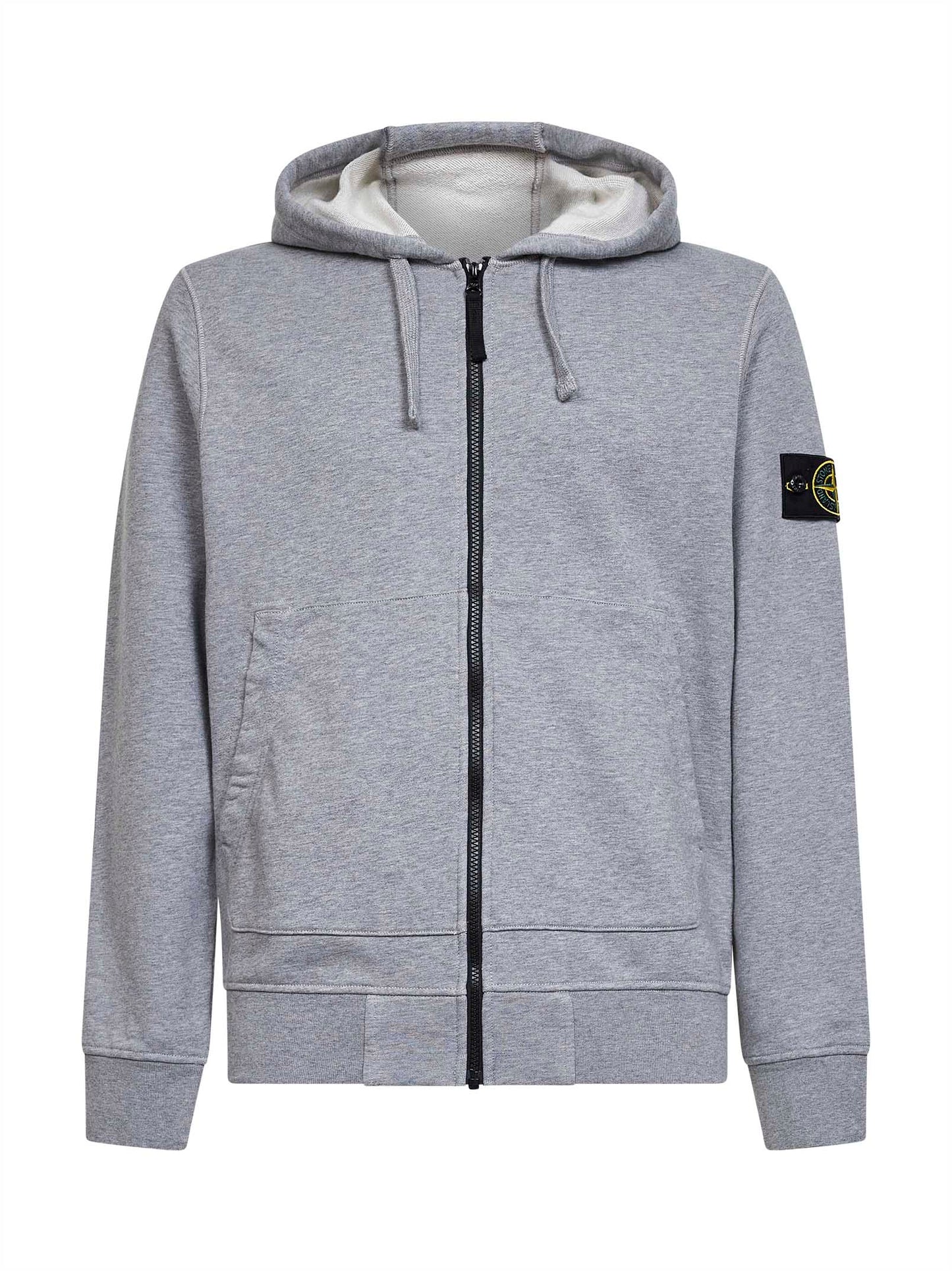 Felpa con zip e cappuccio in cotone biologico mélange grigio