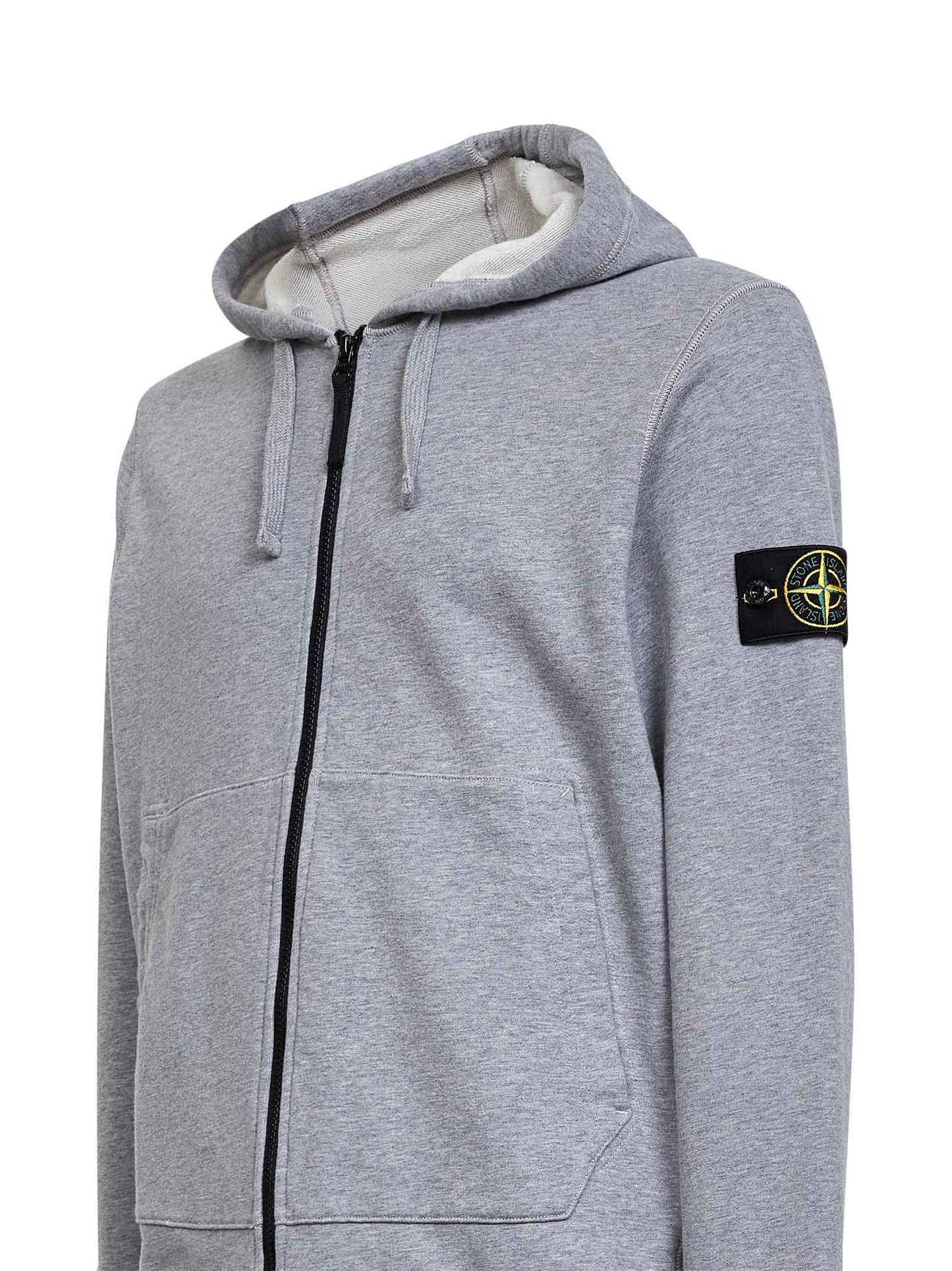 Felpa con zip e cappuccio in cotone biologico mélange grigio