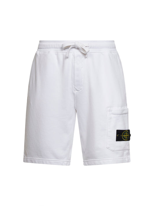 Shorts jogger in felpa di cotone biologico bianco