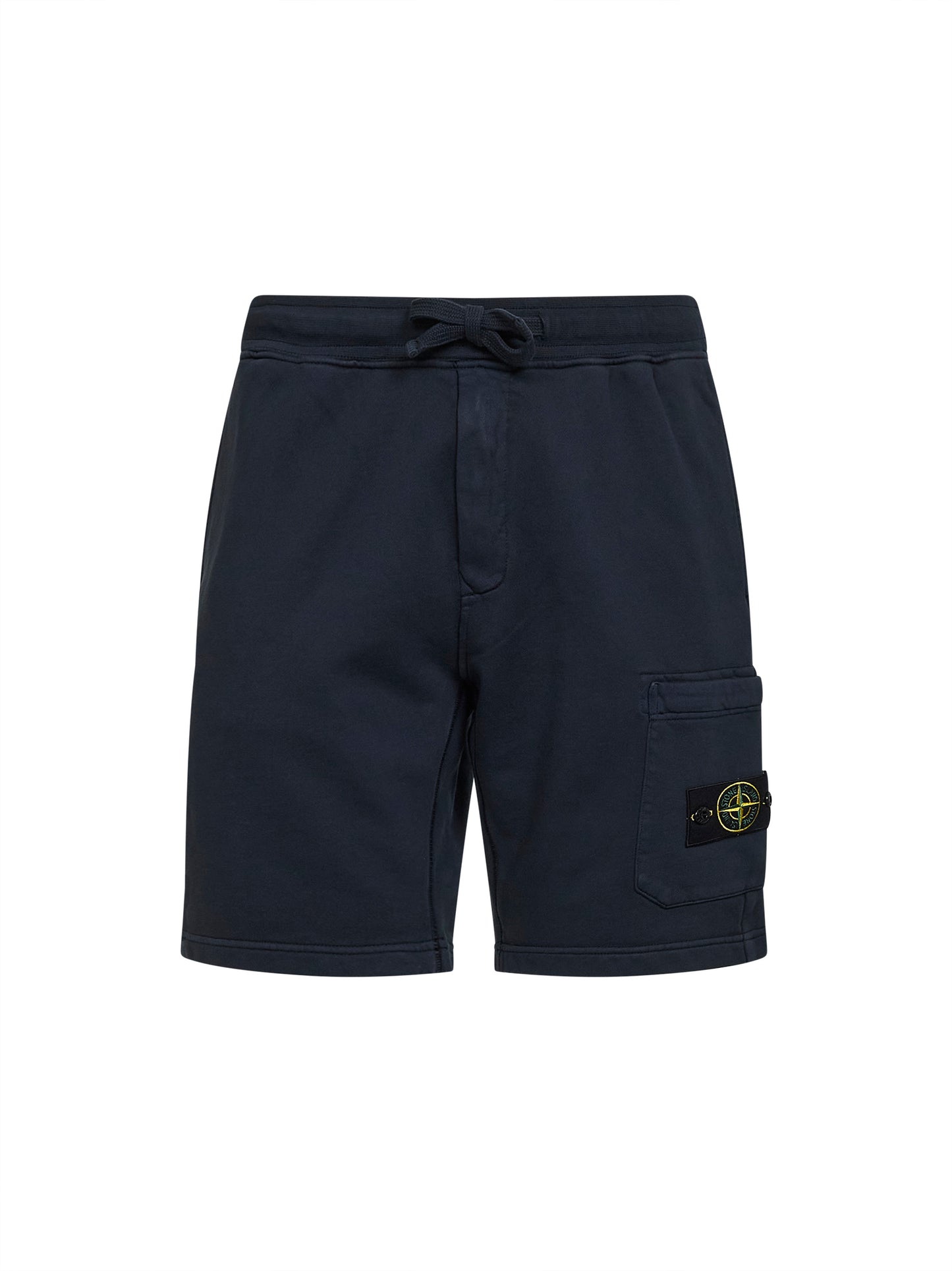 Blue organic cotton fleece jogger shorts